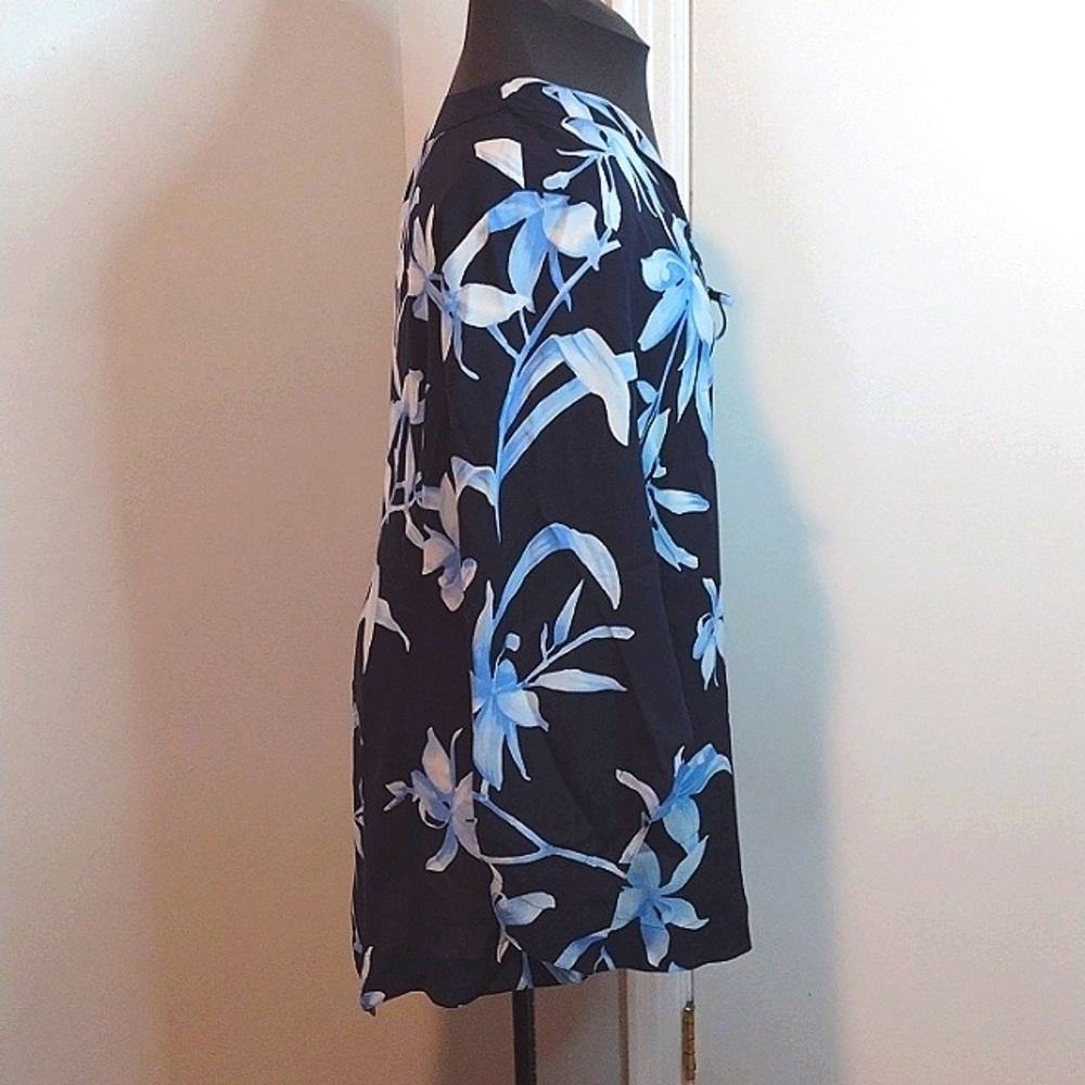 Escada 100% silk v-neck tie front floral tunic EU 42 - Picture 4 of 10